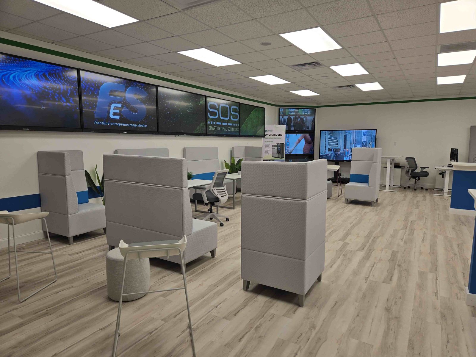 Private high-back booth seating areas